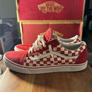 Men’s vans old Skool checkered red sz 13